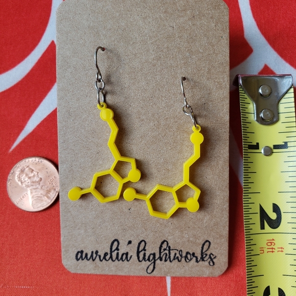 Serotonin molecule earrings - Picture 6 of 7